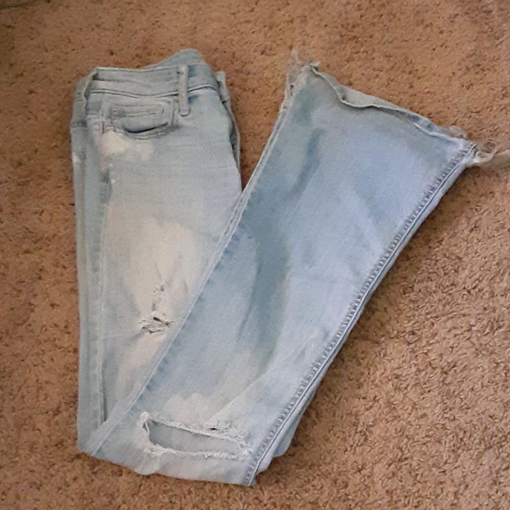 Slightly distressed bellbottom jeans
